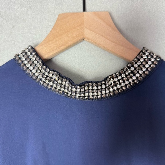 Donna Ricco Womens Navy Blue Jewel Neck Sleeveless Swing Cocktail Dress size 14 - Picture 4 of 12